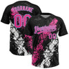 Maxcorners Custom Black Pink White-Light Blue Dripping Splatter Cracked Texture Two-Button Unisex Softball Jersey LM2605