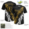 Maxcorners Custom Black Old Gold-White Dripping Splatter Cracked Texture Two-Button Unisex Softball Jersey LM2605