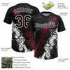 Maxcorners Custom Black Crimson-White Dripping Splatter Cracked Texture Two-Button Unisex Softball Jersey LM2605