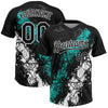 Maxcorners Custom Black Aqua-White Dripping Splatter Cracked Texture Two-Button Unisex Softball Jersey LM2605