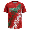 Maxcorners Custom Red Kelly Green-White Dripping Splatter Cracked Texture Two-Button Unisex Softball Jersey LM2605