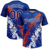 Maxcorners Custom Royal Orange-White Dripping Splatter Cracked Texture Two-Button Unisex Softball Jersey LM2605