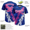 Maxcorners Custom Royal Pink-White Dripping Splatter Cracked Texture Two-Button Unisex Softball Jersey LM2605