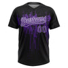 Maxcorners Custom Black Purple-White Dripping Splatter Paint Two-Button Unisex Softball Jersey LM2605