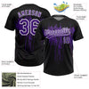 Maxcorners Custom Black Purple-White Dripping Splatter Paint Two-Button Unisex Softball Jersey LM2605