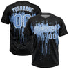 Maxcorners Custom Black Light Blue-White Dripping Splatter Paint Two-Button Unisex Softball Jersey LM2605
