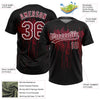 Maxcorners Custom Black Crimson-White Dripping Splatter Paint Two-Button Unisex Softball Jersey LM2605
