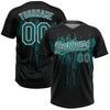 Maxcorners Custom Black Teal-White Dripping Splatter Paint Two-Button Unisex Softball Jersey LM2605