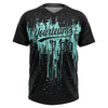 Maxcorners Custom Black Ice Blue Dripping Splatter Paint Two-Button Unisex Softball Jersey LM2605