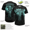 Maxcorners Custom Black Ice Blue Dripping Splatter Paint Two-Button Unisex Softball Jersey LM2605