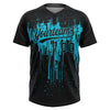 Maxcorners Custom Black Lakes Blue Dripping Splatter Paint Two-Button Unisex Softball Jersey LM2605