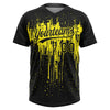 Maxcorners Custom Black Light Yellow Dripping Splatter Paint Two-Button Unisex Softball Jersey LM2605