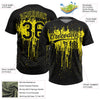 Maxcorners Custom Black Light Yellow Dripping Splatter Paint Two-Button Unisex Softball Jersey LM2605