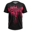 Maxcorners Custom Black Neon Pink Dripping Splatter Paint Two-Button Unisex Softball Jersey LM2605