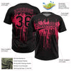 Maxcorners Custom Black Neon Pink Dripping Splatter Paint Two-Button Unisex Softball Jersey LM2605
