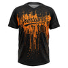Maxcorners Custom Black Bay Orange Dripping Splatter Paint Two-Button Unisex Softball Jersey LM2605
