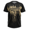 Maxcorners Custom Black Vegas Gold Dripping Splatter Paint Two-Button Unisex Softball Jersey LM2605