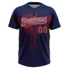 Maxcorners Custom Navy Crimson-White Dripping Splatter Paint Two-Button Unisex Softball Jersey LM2605