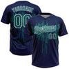 Maxcorners Custom Navy Teal-White Dripping Splatter Paint Two-Button Unisex Softball Jersey LM2605