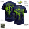 Maxcorners Custom Navy Neon Green Dripping Splatter Paint Two-Button Unisex Softball Jersey LM2605