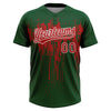 Maxcorners Custom Green Red-White Dripping Splatter Paint Two-Button Unisex Softball Jersey LM2605