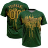 Maxcorners Custom Green Old Gold-Black Dripping Splatter Paint Two-Button Unisex Softball Jersey LM2605
