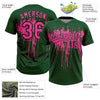 Maxcorners Custom Green Pink-Black Dripping Splatter Paint Two-Button Unisex Softball Jersey LM2605