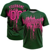 Maxcorners Custom Green Pink-Black Dripping Splatter Paint Two-Button Unisex Softball Jersey LM2605
