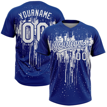Maxcorners Custom Royal White Dripping Splatter Paint Two-Button Unisex Softball Jersey LM2605