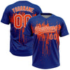 Maxcorners Custom Royal Orange-White Dripping Splatter Paint Two-Button Unisex Softball Jersey LM2605