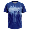 Maxcorners Custom Royal Light Blue-White Dripping Splatter Paint Two-Button Unisex Softball Jersey LM2605