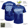 Maxcorners Custom Royal Light Blue-White Dripping Splatter Paint Two-Button Unisex Softball Jersey LM2605