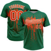 Maxcorners Custom Kelly Green Orange-White Dripping Splatter Paint Two-Button Unisex Softball Jersey LM2605
