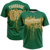 Maxcorners Custom Kelly Green Old Gold-White Dripping Splatter Paint Two-Button Unisex Softball Jersey LM2605