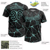 Maxcorners Custom Black Ice Blue Abstract Network Two-Button Unisex Softball Jersey LM2605
