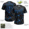 Maxcorners Custom Black Electric Blue Abstract Network Two-Button Unisex Softball Jersey LM2605