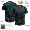 Maxcorners Custom Black Teal Abstract Network Two-Button Unisex Softball Jersey LM2605