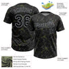 Maxcorners Custom Black Olive-Gray Abstract Network Two-Button Unisex Softball Jersey LM2605
