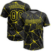 Maxcorners Custom Black Light Yellow Abstract Network Two-Button Unisex Softball Jersey LM2605