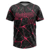 Maxcorners Custom Black Neon Pink Abstract Network Two-Button Unisex Softball Jersey LM2605