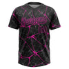 Maxcorners Custom Black Deep Pink Abstract Network Two-Button Unisex Softball Jersey LM2605
