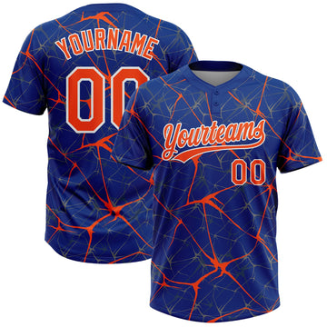 Maxcorners Custom Royal Orange-White Abstract Network Two-Button Unisex Softball Jersey LM2605