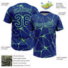 Maxcorners Custom Royal Pea Green Abstract Network Two-Button Unisex Softball Jersey LM2605