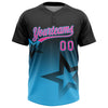 Maxcorners Custom Black Pink-Sky Blue Gradient Style Twinkle Star Two-Button Unisex Softball Jersey LM2605