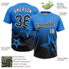 Maxcorners Custom Electric Blue Black-White Gradient Style Twinkle Star Two-Button Unisex Softball Jersey LM2605