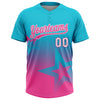 Maxcorners Custom Lakes Blue Pink-White Gradient Style Twinkle Star Two-Button Unisex Softball Jersey LM2605