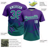 Maxcorners Custom Purple Teal-White Gradient Style Twinkle Star Two-Button Unisex Softball Jersey LM2605