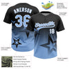 Maxcorners Custom Black Light Blue-White Gradient Style Twinkle Star Two-Button Unisex Softball Jersey LM2605