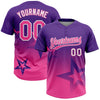 Maxcorners Custom Purple Pink-White Gradient Style Twinkle Star Two-Button Unisex Softball Jersey LM2605