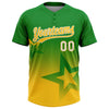 Maxcorners Custom Grass Green Yellow-White Gradient Style Twinkle Star Two-Button Unisex Softball Jersey LM2605